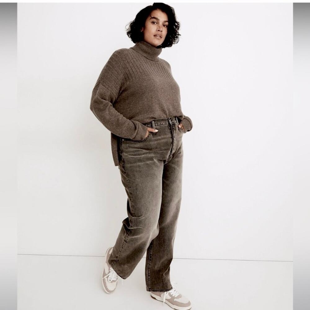 Madewell The Dadjean Grey Faded Wash Baggy Oversized Button Fly Jeans 33